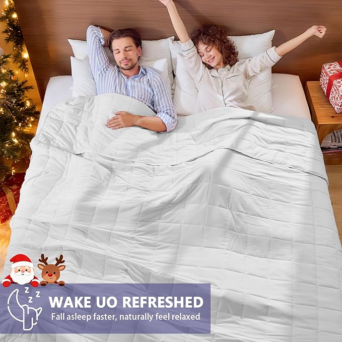 King Size Weighted Blanket for Adults (25 lbs, 80” x 87”, White) Cooling Heavy Blanket for Sleeping Perfect for 240-260 lbs, Breathable Blanket for Adults & Couple All Season, Machine Washable