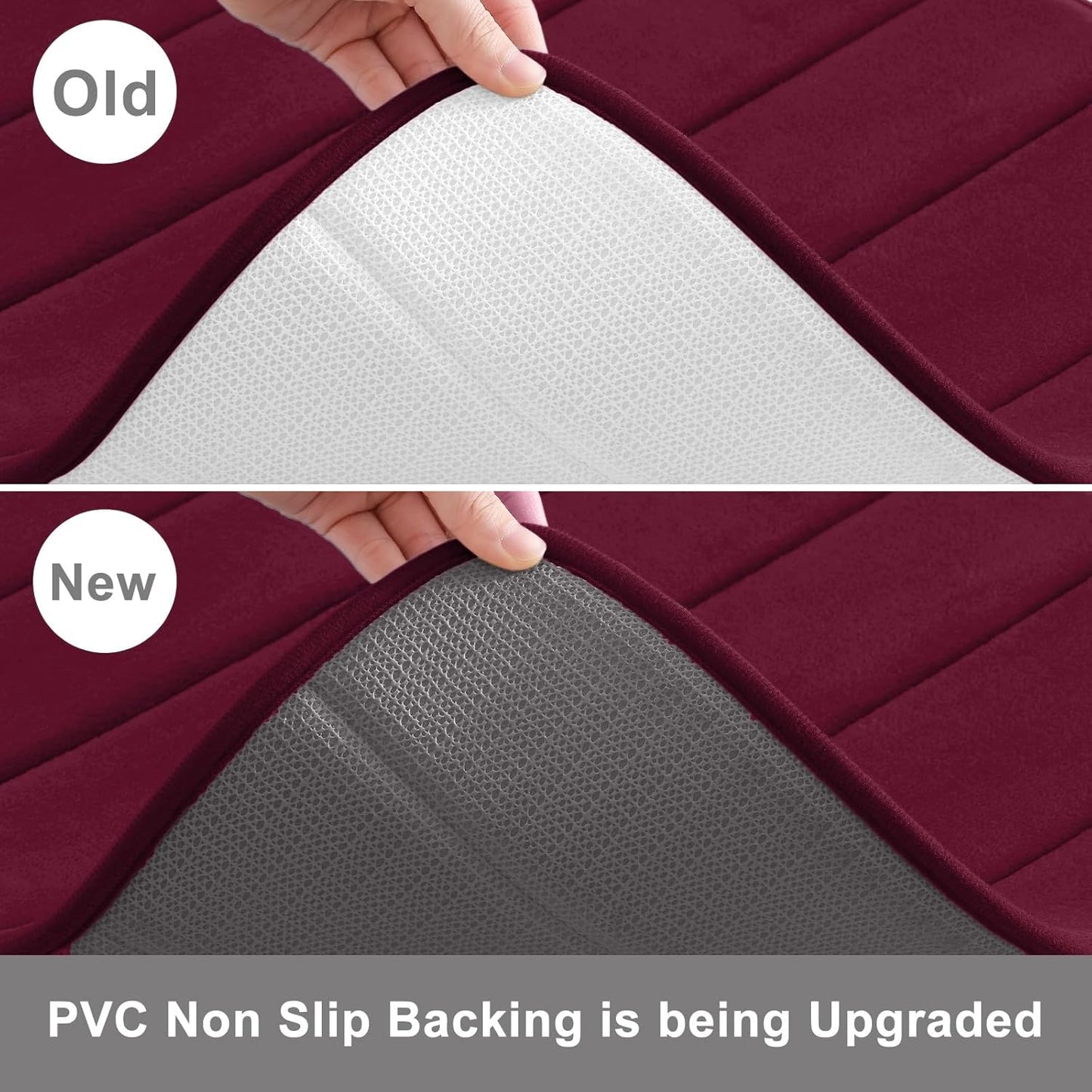 Buganda Memory Foam U-Shaped Contour Toilet Rugs, Non Slip Absorbent, Thick Soft Washable Bathroom Mat, Floor Carpet Bath Rugs Mat for Toilet Base (24" x 24", Burgundy)