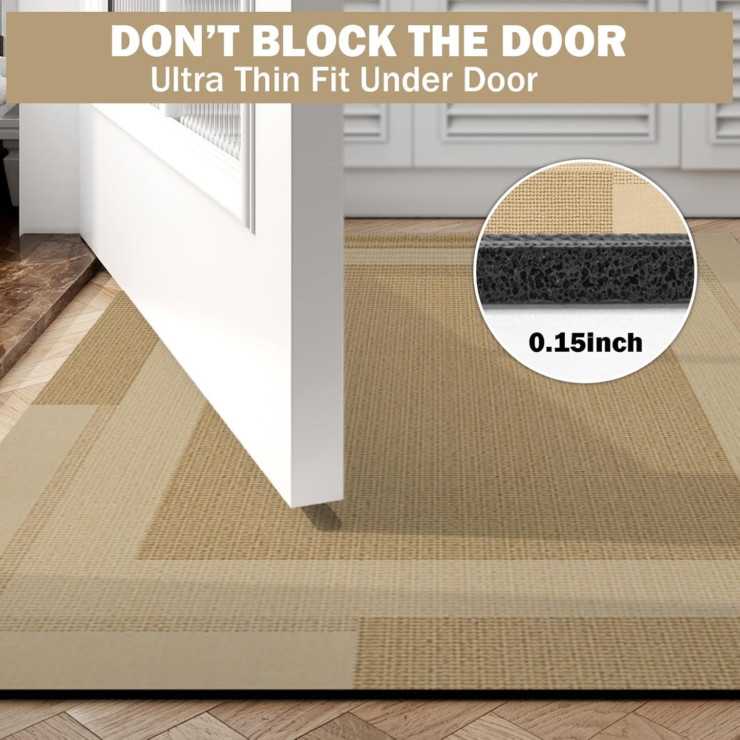 Non Slip Long Bath Mat Bathroom Runner, Rubber Backing Ultra Thin Bathroom Rugs Fit Under Door Quick Dry Super Absorbent Washable Bath Rug Shower Mat for Bathtub Sink Floor, Brown 24"x48"