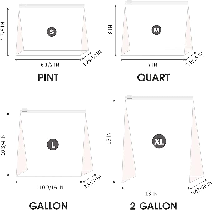 Variety Slider Storage Bags, 4 Sizes- 145 Count, Expandable Bottom, Microwave-Safe, Zero BPA