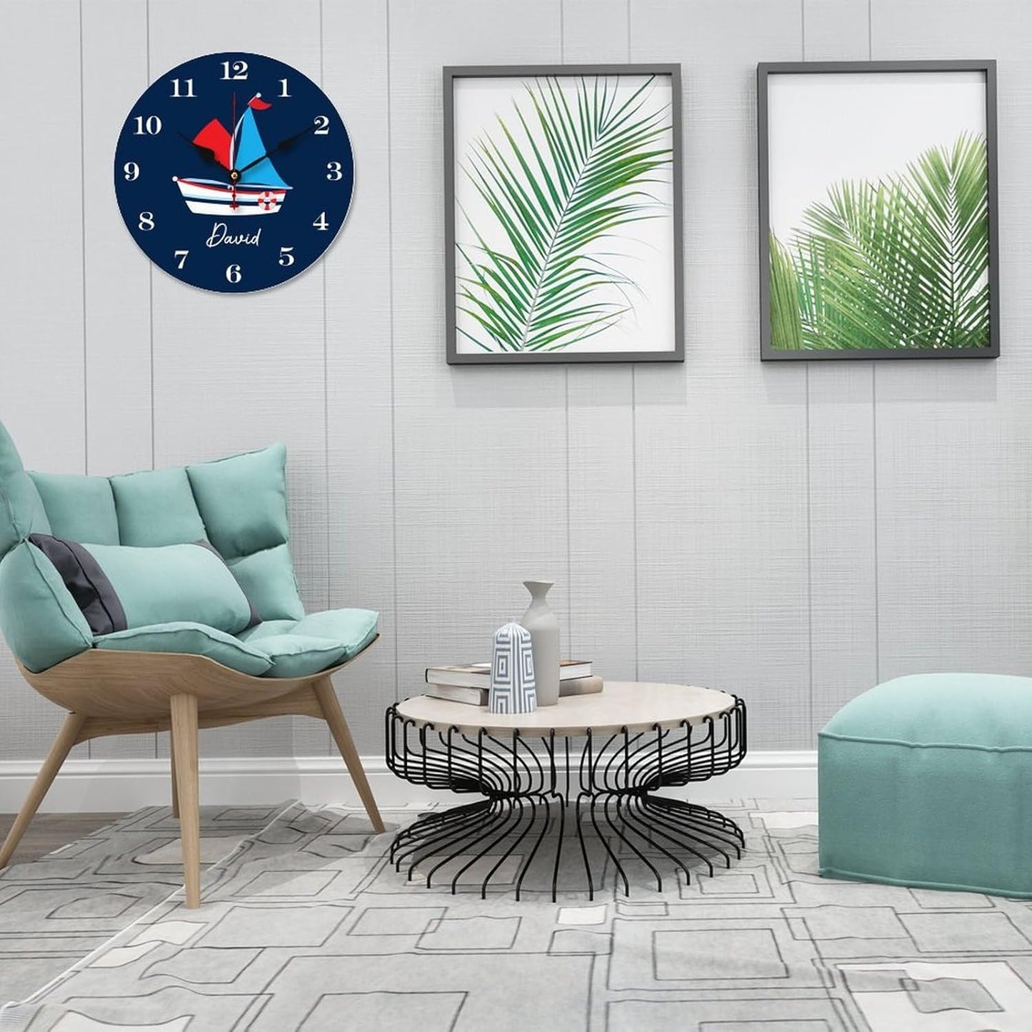 Personalized Boat Kids Wall Clocks Battery Operated 12 inch Clocks Decorative Silent Kids Wall Clock with Name Custom Kids Birthday Gifts Children Room Decor, Style-9, 280ol7fn0jld