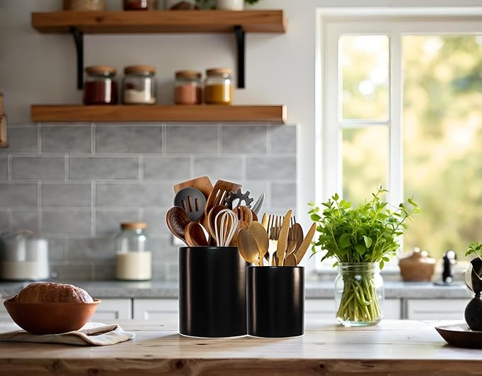 Spatula Holder Cooking Utensil Holder Modern Farmhouse Spatula Holder Crock for Home Decor Solid Ceramic Matte Not Easy To Slip