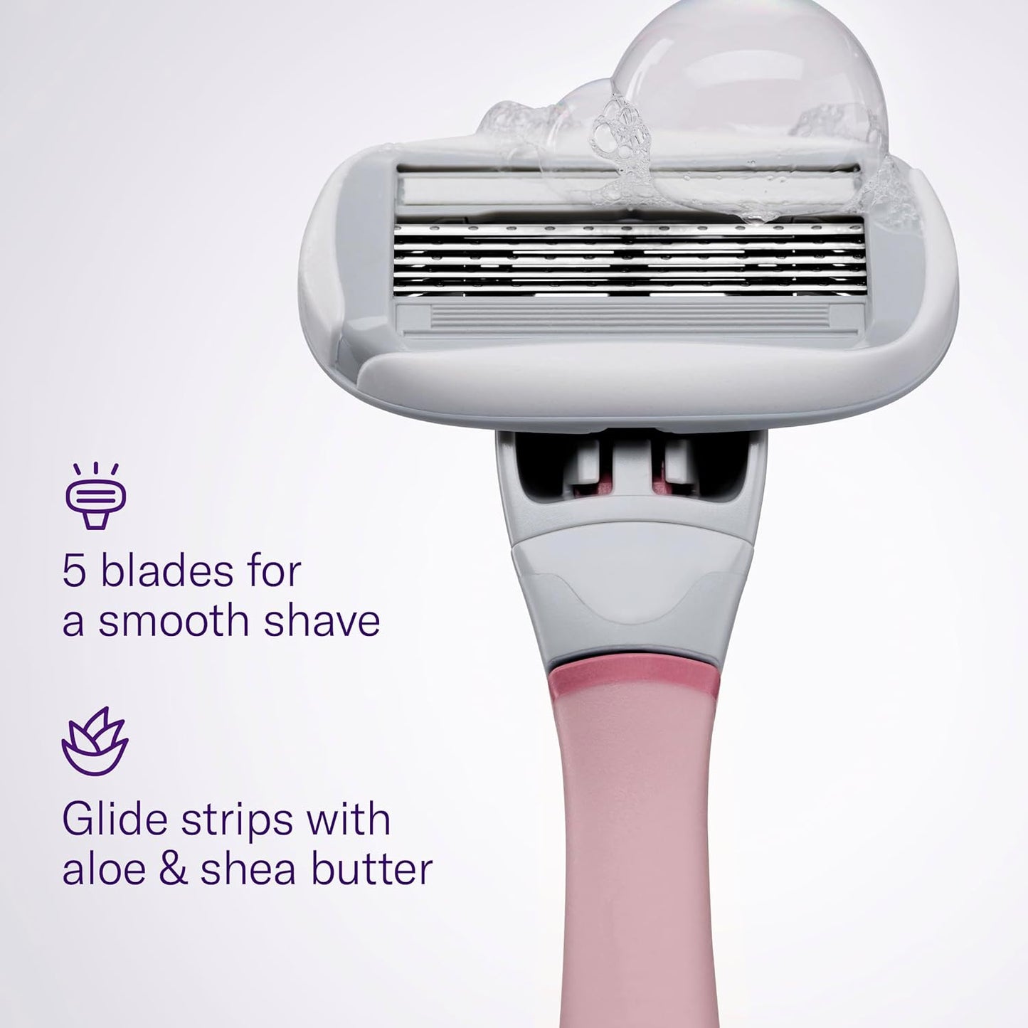 Flamingo Shaving Razor Set for Women - Razor Handle, 2 Razor Blade Refills, Foaming Shave Gel, and Shower Holder - Rose