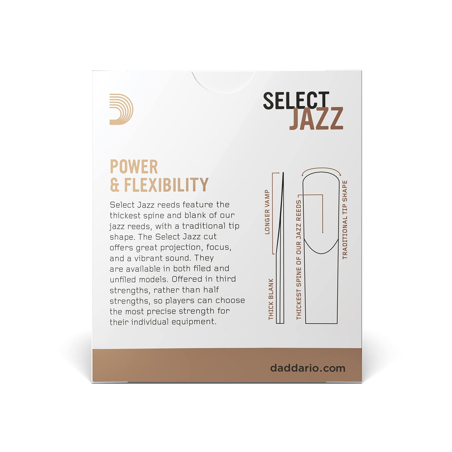 Daddario Select Jazz Alto Sax Reeds, Unfiled, Strength 4 Strength Hard, 10-Pack