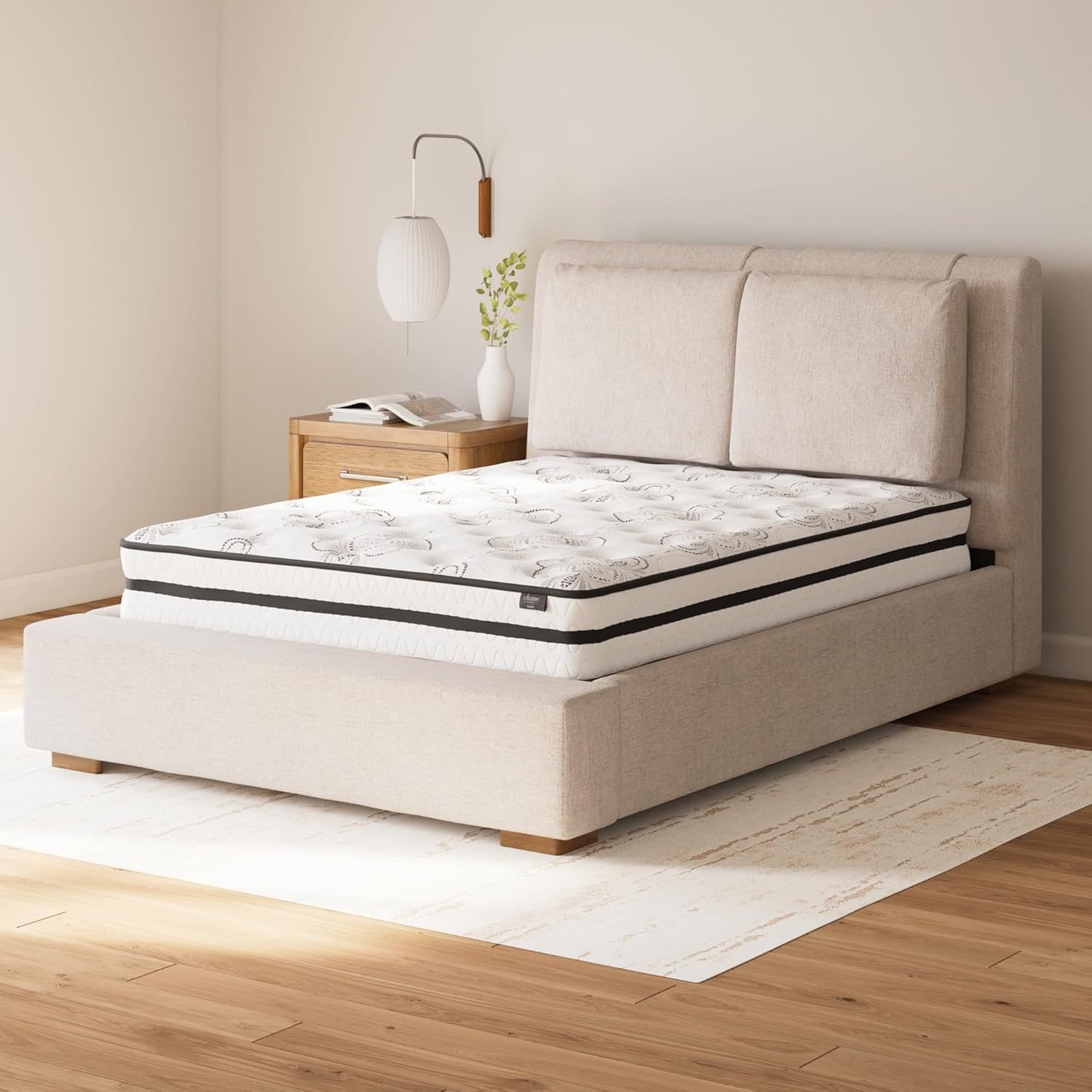 Signature Design by Ashley King Size Chime 10 Inch Medium Firm Hybrid Mattress with Cooling Gel Memory Foam for Pressure Relief, Fiberglass Free, Mattress In A Box