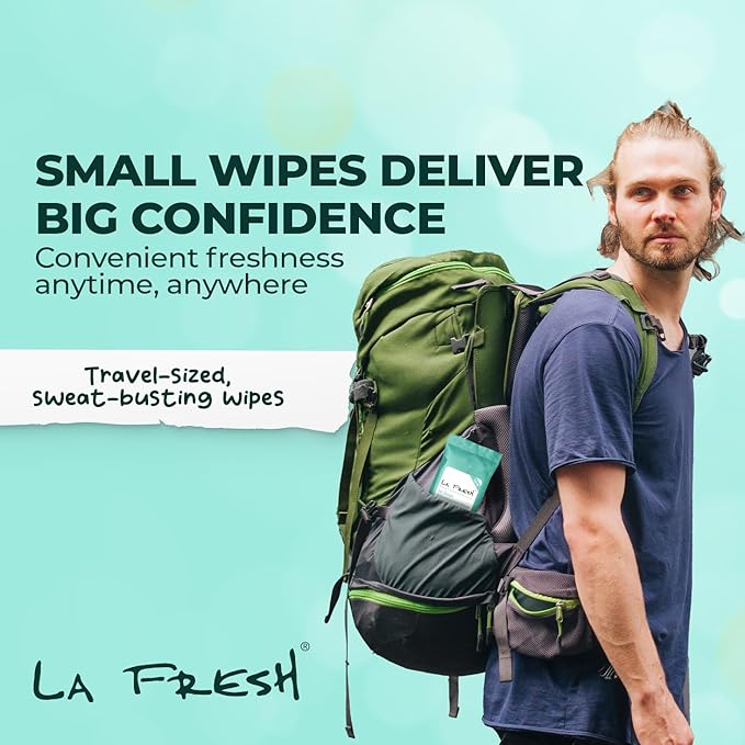 LA Fresh Antiperspirant Wipes, Body Deodorant Wipes for Women and Men, Pack of 3 10-count Pouches (30-count)