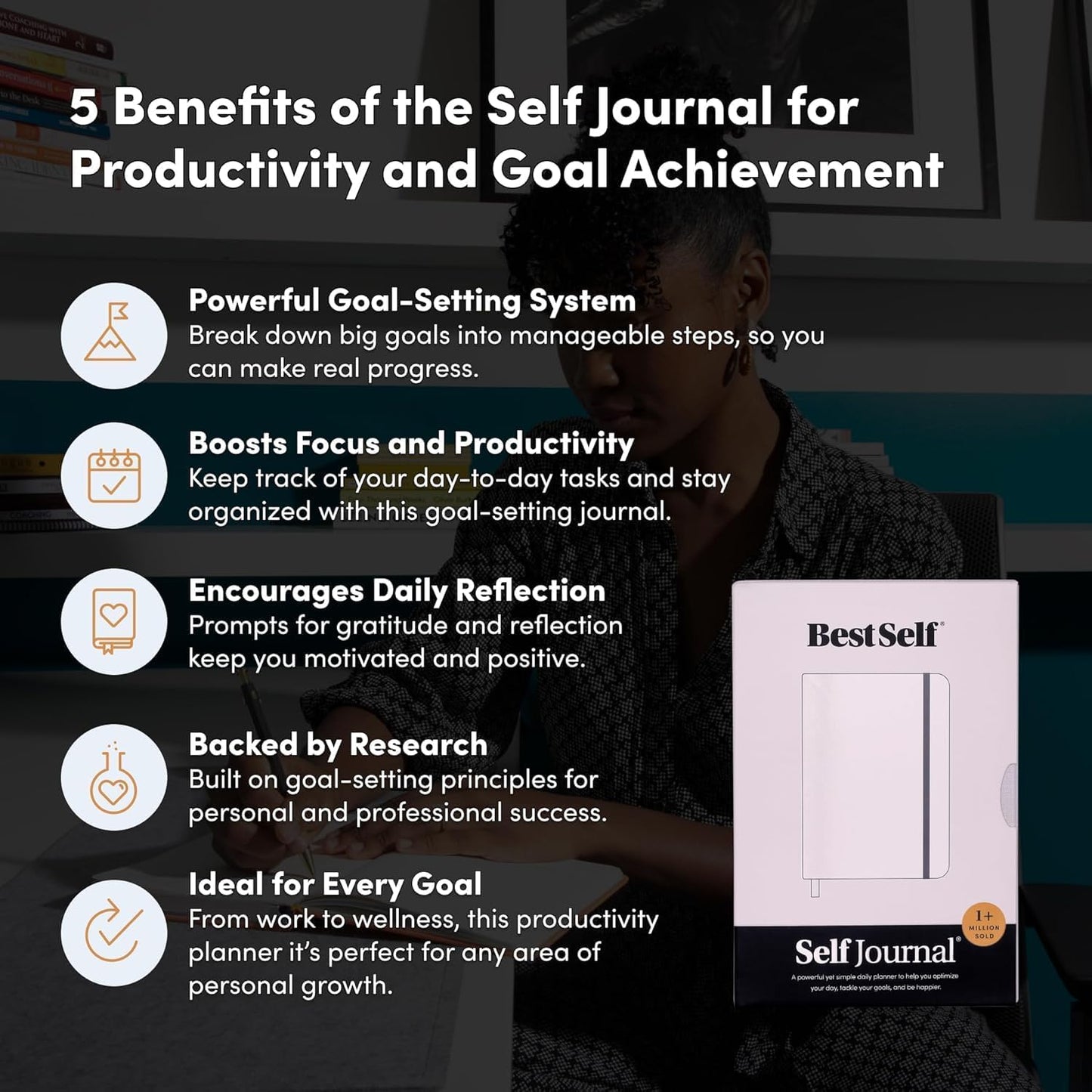 BestSelf 13-Week Self Journal & Goal Planner – Undated Daily ADHD-Friendly Journal for Men & Women | Productivity, Gratitude, Reflection & Habit Tracker | 2025 Life Organizer with Prompts, Forest Green