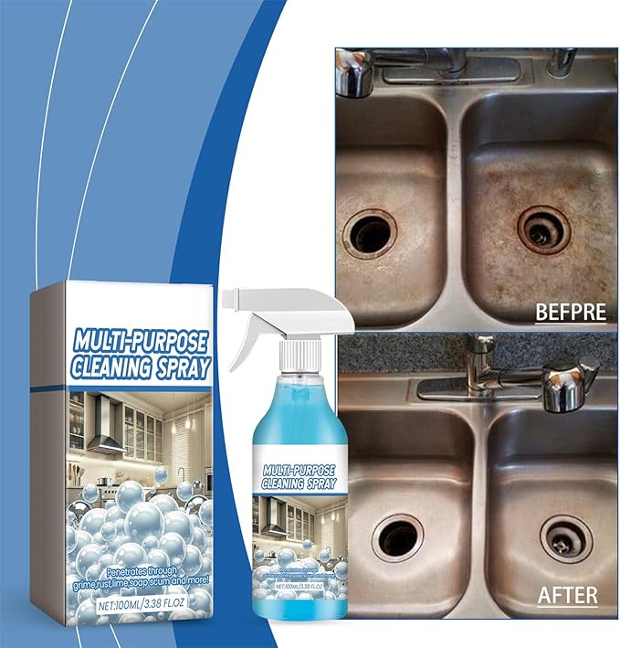 Grease Cleaner, Multi Purpose Degreaser Spray, 100ml Heavy Duty Kitchen Grime Remover, Harmless Liquid Cleaning Solution, Household Cleaner with Fast Action, For Window Glass Countertop Bathroom