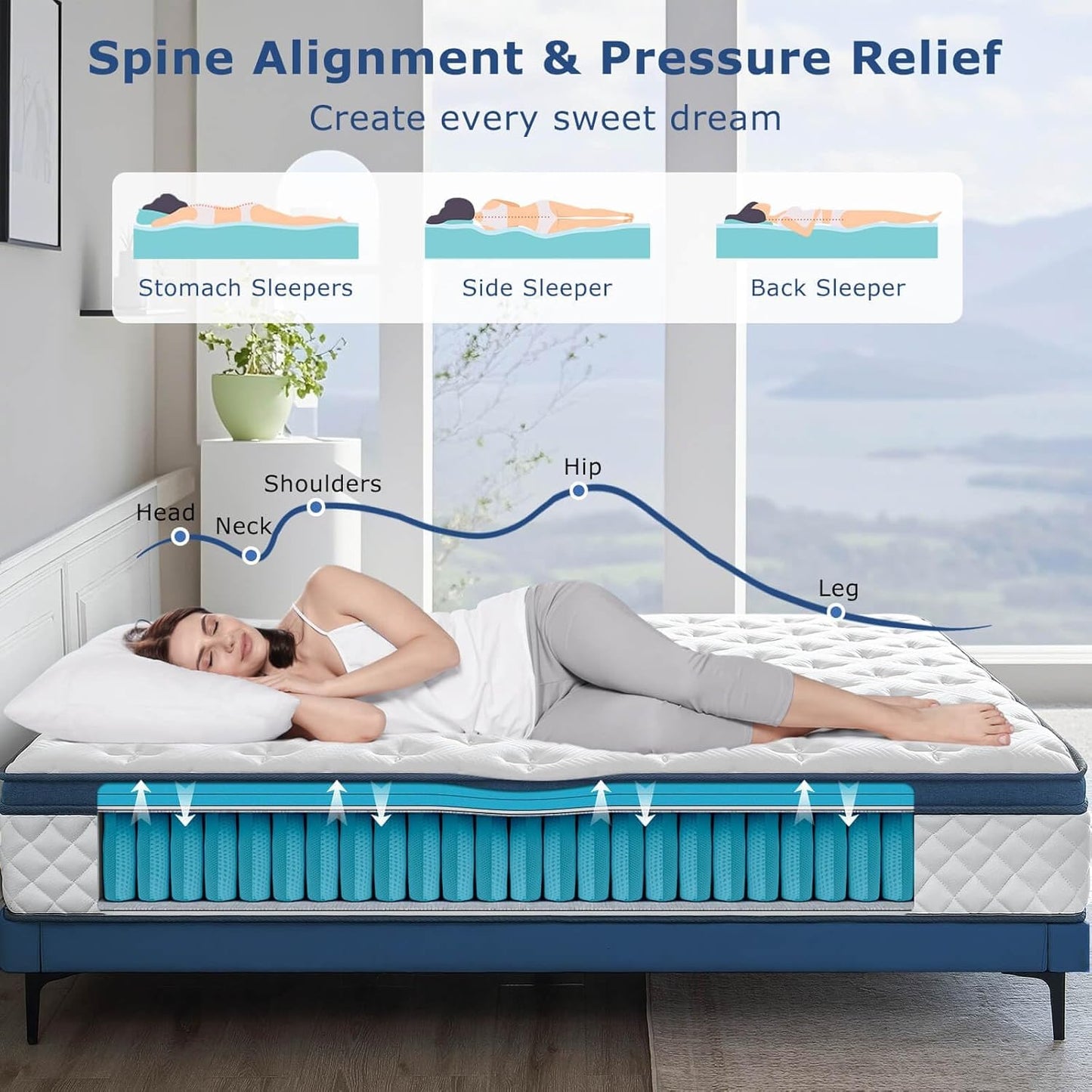 Full Size Mattress, 10 Inch Medium Firm Hybrid Full Bed Mattress, Memory Foam Mattresses in a Box for Pressure Relief, Individual Pocket Spring-Motion Isolation with Edge Support, CertiPUR-US