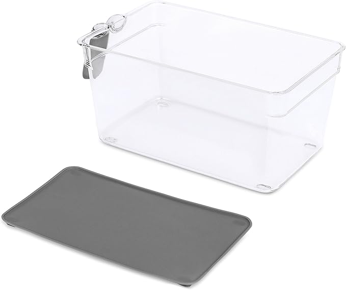 Internet's Best Kitchen Pantry Organizer Bins Set with Handles | 6 Piece Set | Pantry Fridge Freezer Storage Cabinet Containers | Silicone Non Slip Tray Feet | Clear Acrylic Holders