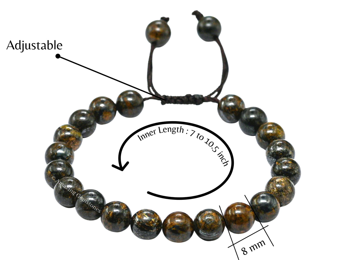 Amazing Gemstone Bronzite Bracelet for Women Men's Gifts - Protection Healing Crystal Bracelet - 8mm Gemstone Beaded Adjustable Bracelet Pulseras Para Hombres Mujer Stocking Stuffers