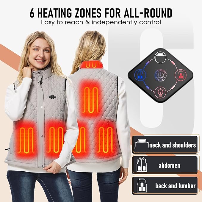 Women Heated Vest with Battery Pack, 16000mAh 7.4V Smart Rechargeable Heated Vests, Electric Lightweight Heating Vest Jacket