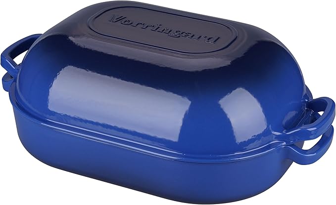 Large Cast Iron Dutch Oven Dome Pot with Lid, Enameled Bread Oven, Bread Pan for Homemade Sourdough Bread Baking, 9QT, Blue