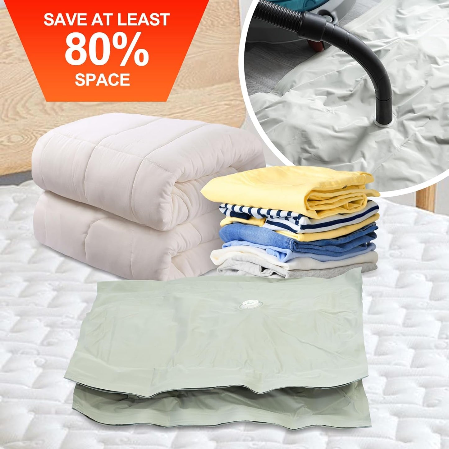 Umimile Vacuum Storage Bags for Travel, Reusable Travel Pack Vacuum Kit, Space Saver Bags for Luggage, Suitcases and Backpack, Sealed, Waterproof (1PC, No PUMP)