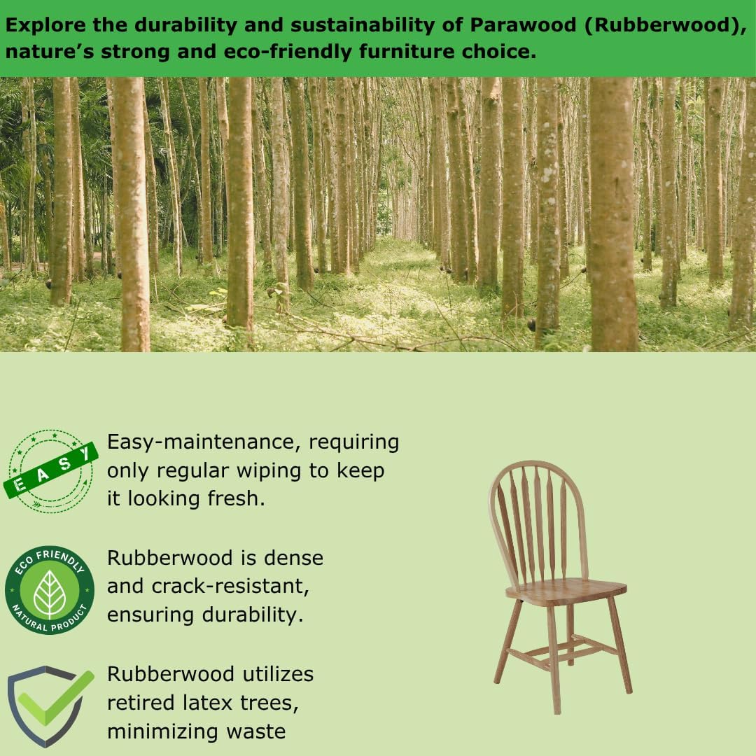 International Concepts Solid Wood Windsor ArrowBack Dining Chair with Plain Legs - Parawood Construction - 19.25" W x 19.75" D x 38.25" H - 225 lb Weight Capacity - Dining Chairs, Natural