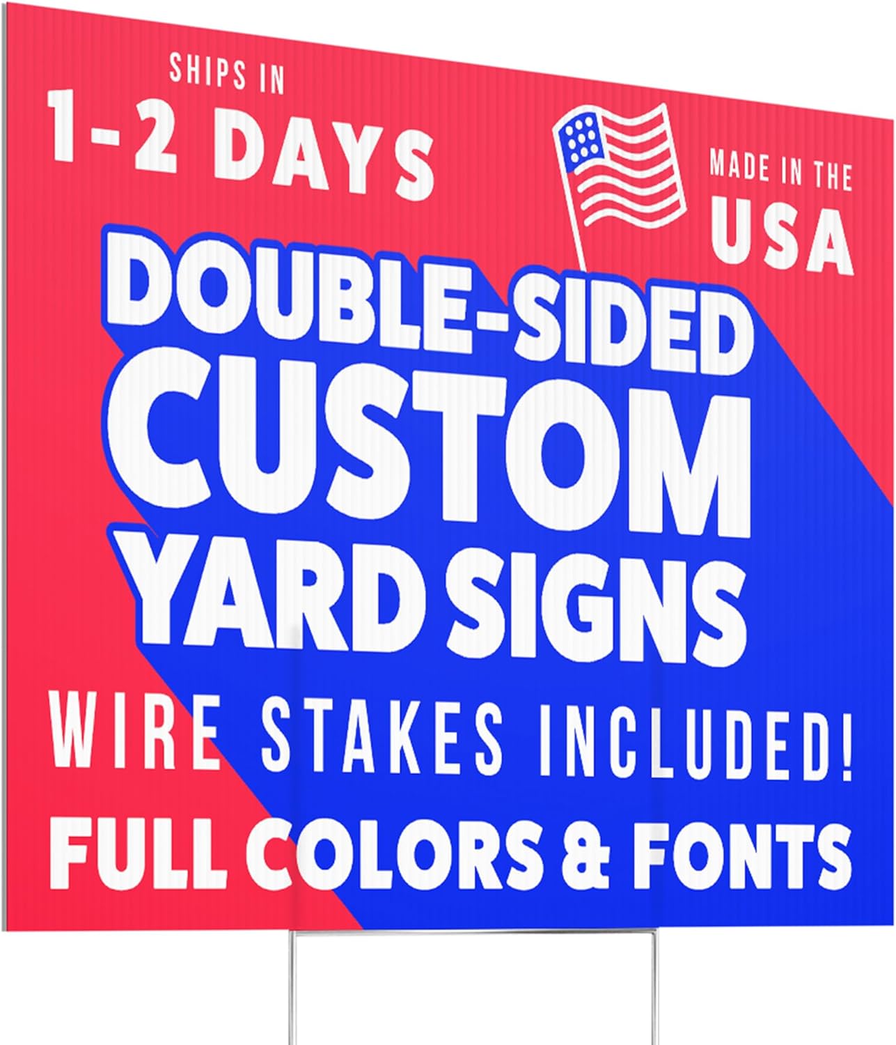 24x24" Double Sided Customizable Outdoor Yard Sign made from Corrugated Plastic with Metal "H" Stake, Easy to Design, Sign for Business, Garage or Yard Sale, Home, Office, (24" x 24")