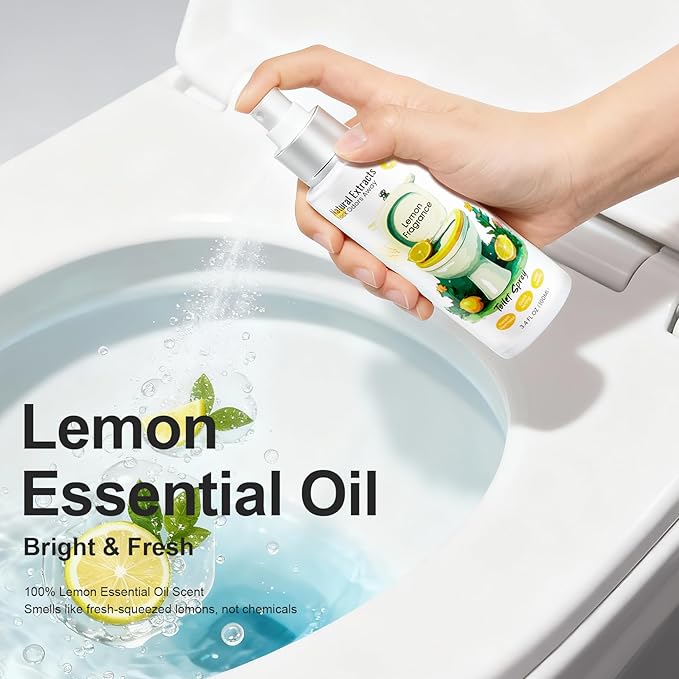 Toilet Spray Bathroom Deodorizer : Natural Essential Oil Odor Eliminator Pre and Post Use for Women & Men Home Travel 2 Pack