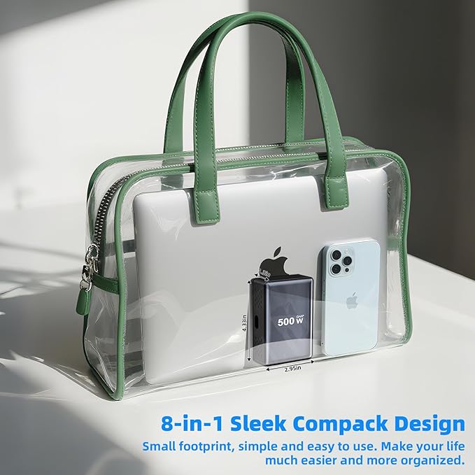 500W Fast Charging 8 Port USB C Charger Block with Nylon Fast Charging Cable, Multi-Device Charging Station Wall Desktop Charger with GaN Ⅲ Technology, USB-C Charger Adapter for MacBook/iPad/iPhone 17