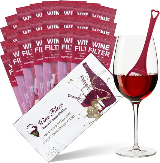 Clerona Wine Filters, the Wine Purifier, Sulfite and Histamines Remover - Naturally Eliminate Allergies & Sensitivities (Pack of 24)