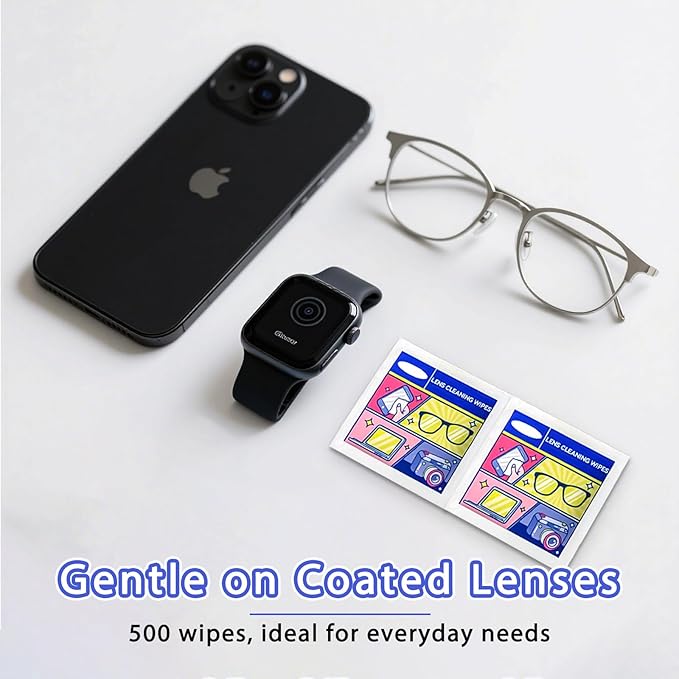 Eye Glasses Cleaner Wipes,Lens Wipes for Glasses/Sunglasses/Eyeglasses,Lens Cleaning Wipes,Eyeglass Wipes,Cleaning Wipes,Lens Wipes Individually Wrapped,Safe for All Lens Surfaces(500PCS)