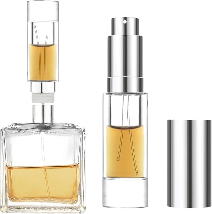 MUB Perfume Travel Refillable Atomizer Bottle 5ml Glass Overmolding Unique Top-Filling Leak-Proof Spray Bottle Atomizer Sprayer for Perfume Cologne Mini Travel Size Empty Pocket Portable