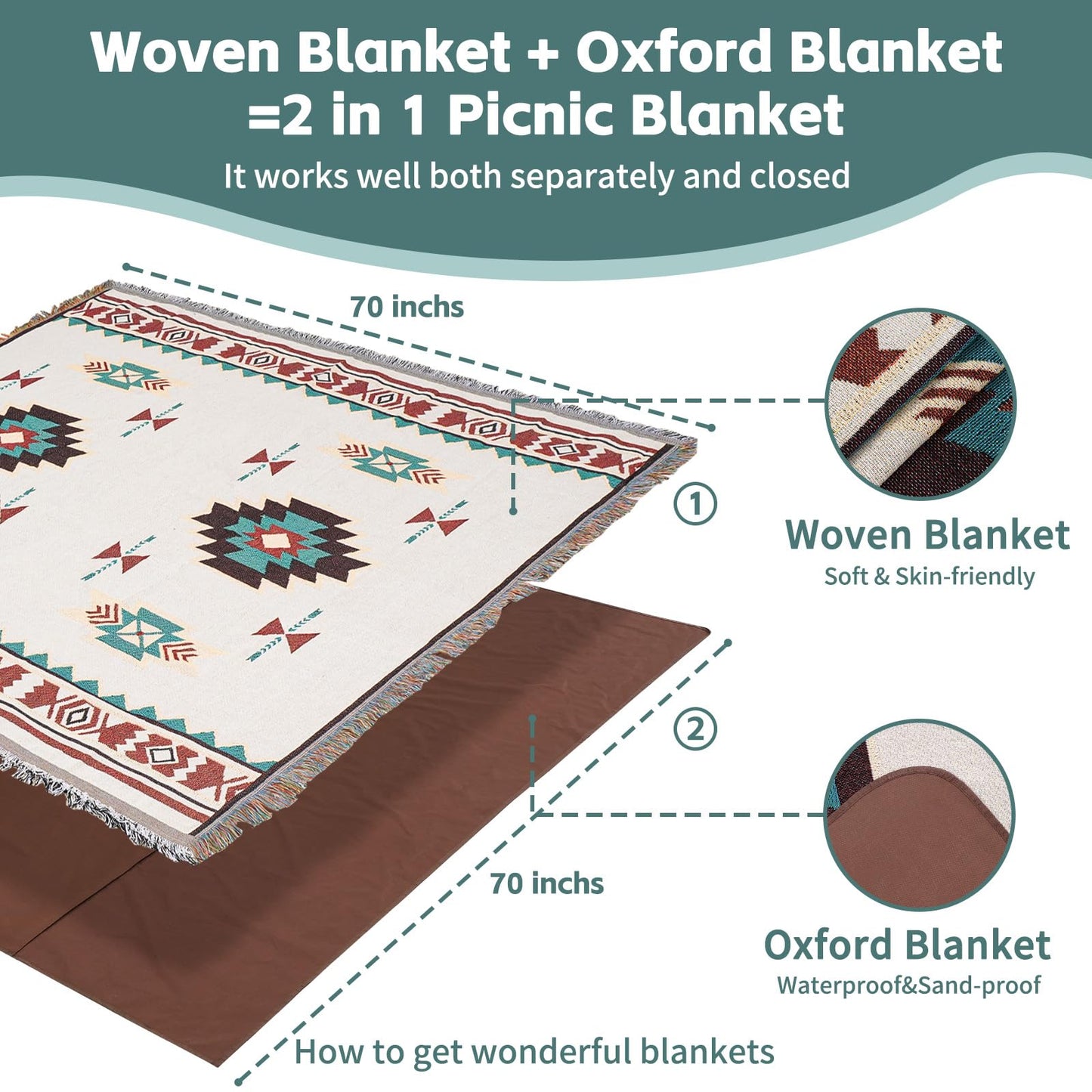 2 in 1 Extra Large Camping Blanket Outdoor Picnic Yoga Mat Lightweight Car Essential Roadtrip Gadget Rv Accessories Glamping Tent Gear Must Haves Hiking Stuff Backpacking Necessities Women Beach Gift