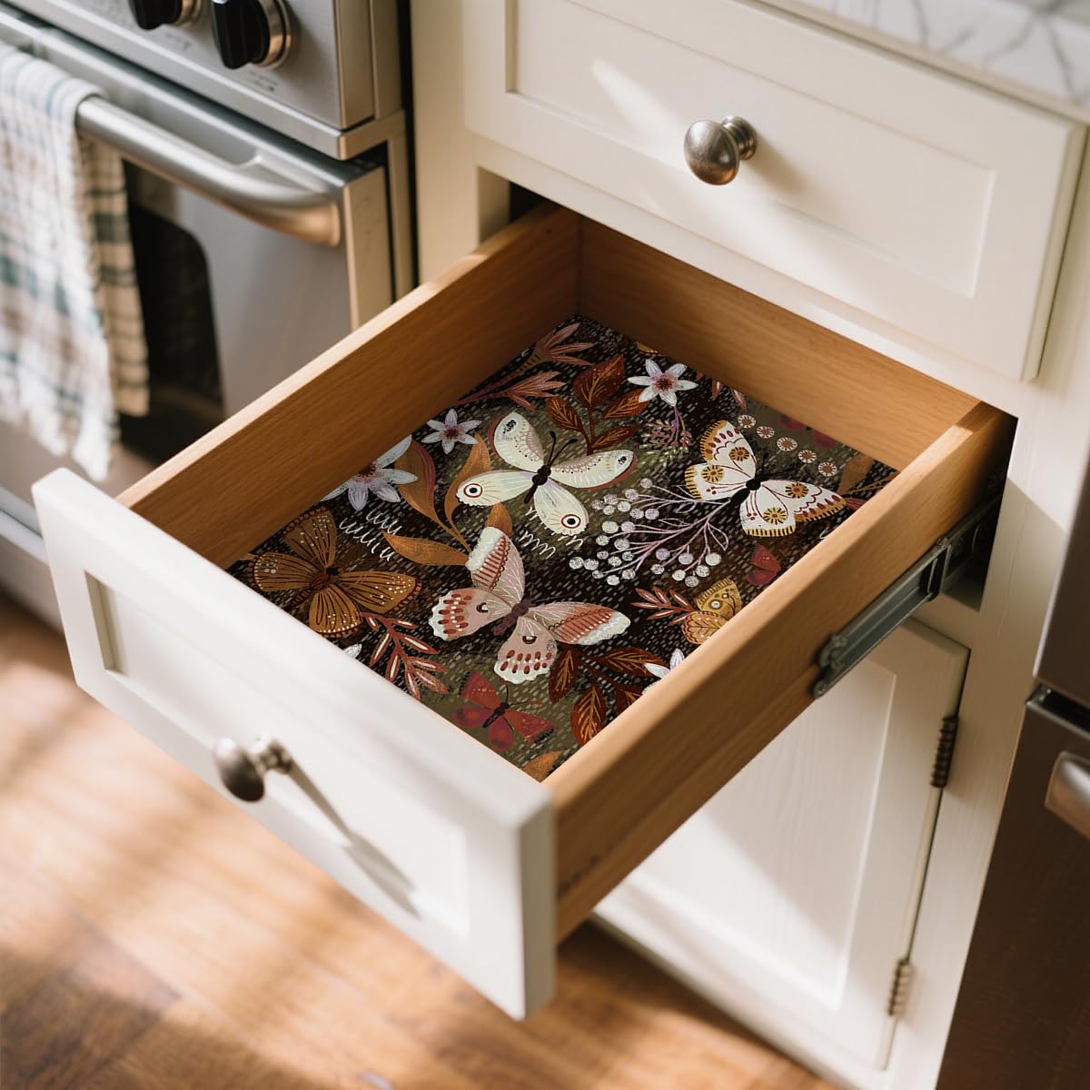 Luvdecor Shelf Liner Self Adhesive Shelf Liner Drawer and Cabinet Liners for Kitchen Floral Peel and Stick Waterproof Contact Paper Countertop Pantry Dresser Liners 17.7 x 118 in