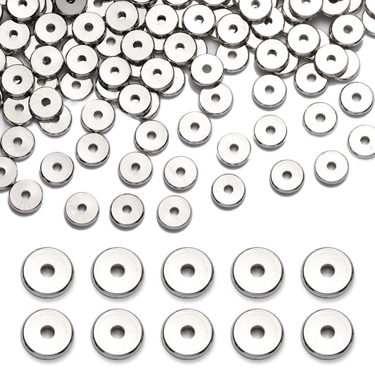 TMMATE 200pcs Silver Plated Brass Flat Disc Spacer Beads for DIY Bracelet, Necklace Jewelry Making (Silver-3mm)