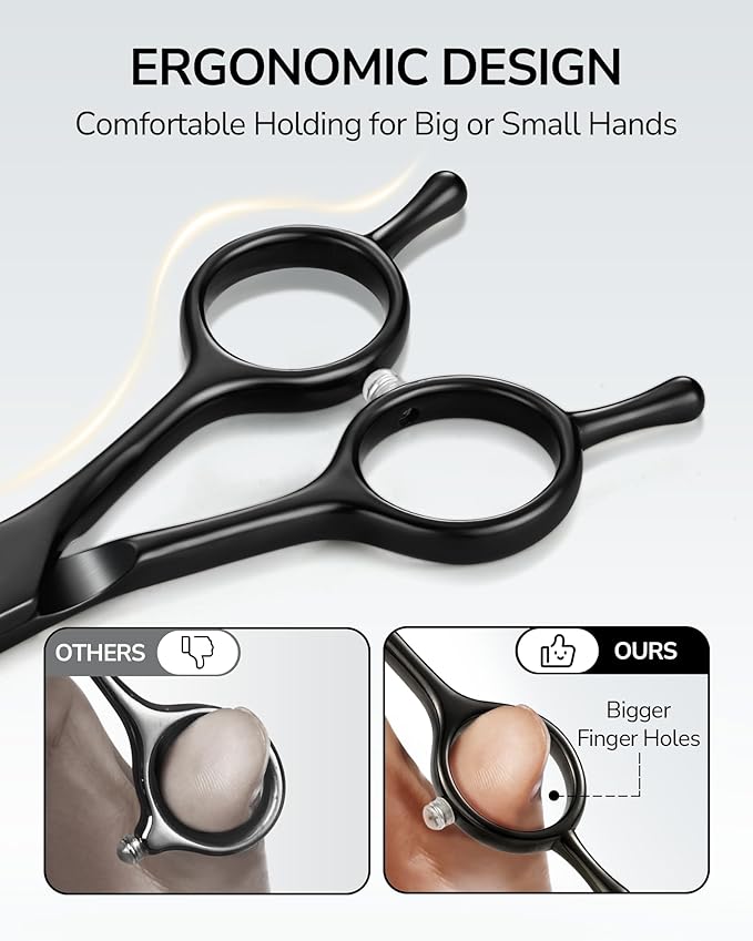 ULG Hair Cutting Scissors Professional Salon Shears 6.5-Inch Ultra Sharp Barber Scissors with PU Leather Case, Left/Right Symmetrical, Stainless Steel Haircut Scissors for Men, Women, Salon & Home Use