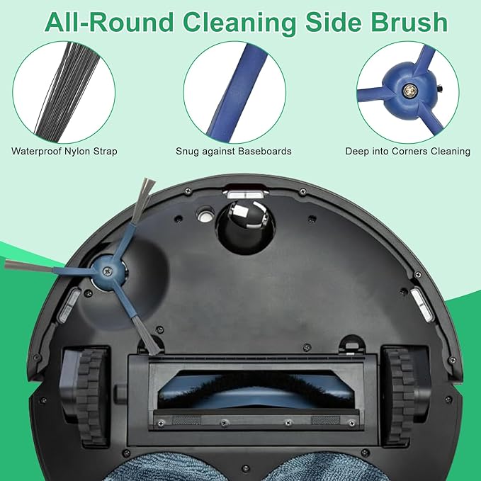 34 Pack for eufy Omni C20 Robot Vacuum Accessories Kit，2 Mainbrush 6 Filter 6 Dust Bag 6 mop pads 6 Sidebrush 1Cleaning Brush 1Screwdriver,6 Sachet