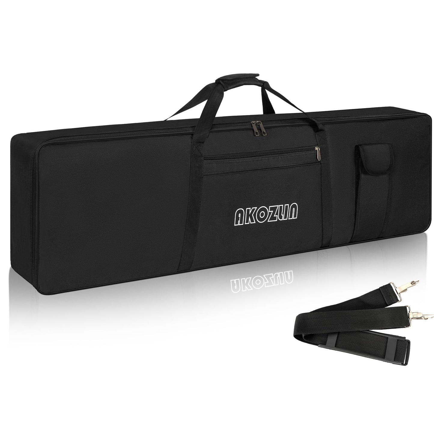 AKOZLIN 88 Keys Portable Padded Keyboard Case,Dimension 54.1X6.69X13.18, Electric Piano Keyboard Gig Bag (Black+Yellow)