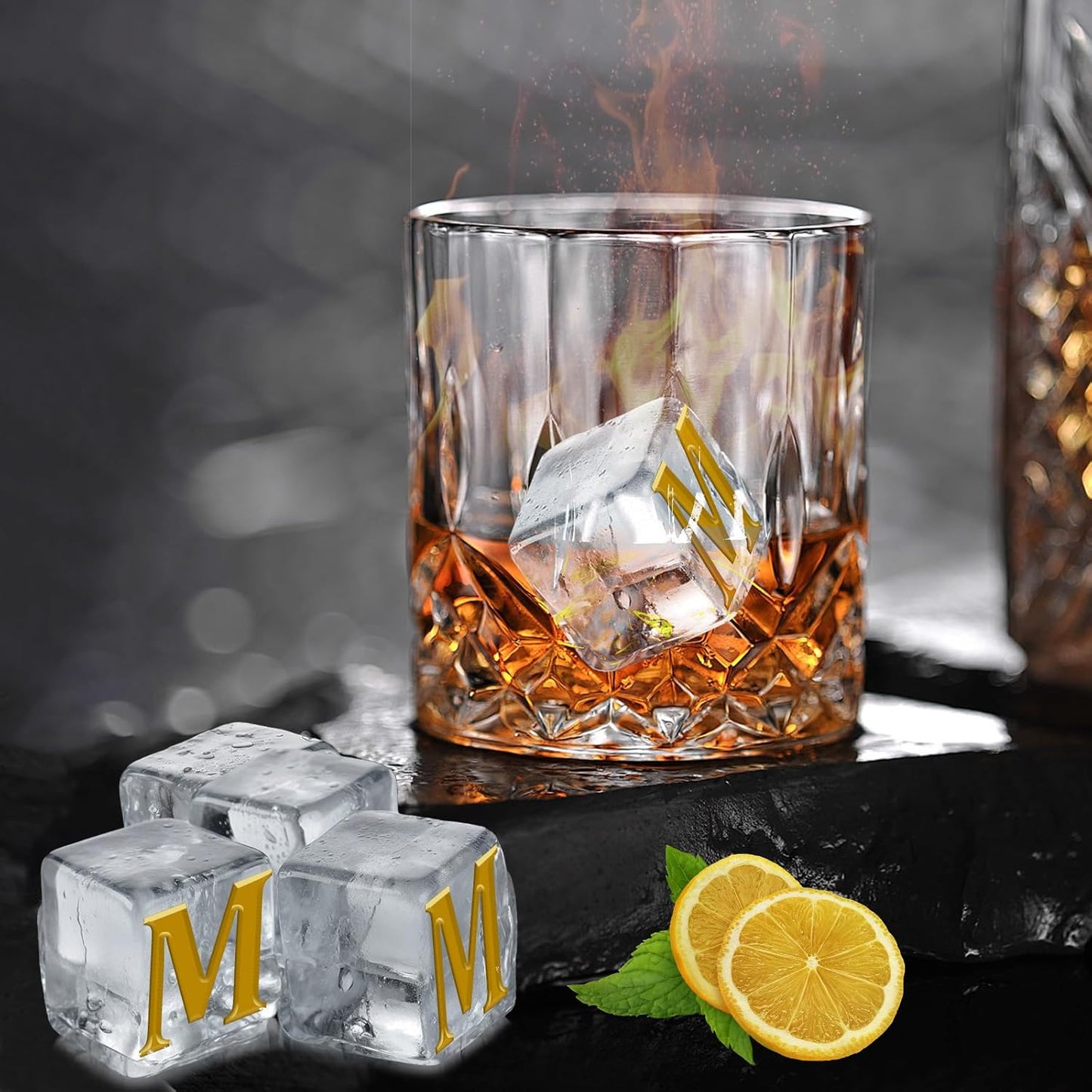 6 Pcs 2" Letter Silicone Personalized Ice Cube Mold,Personalized Ice Mold with 2mm Depth,Create Unique Whiskey Ice Cubes in Style with our Customizable Ice Mold (Letter F)