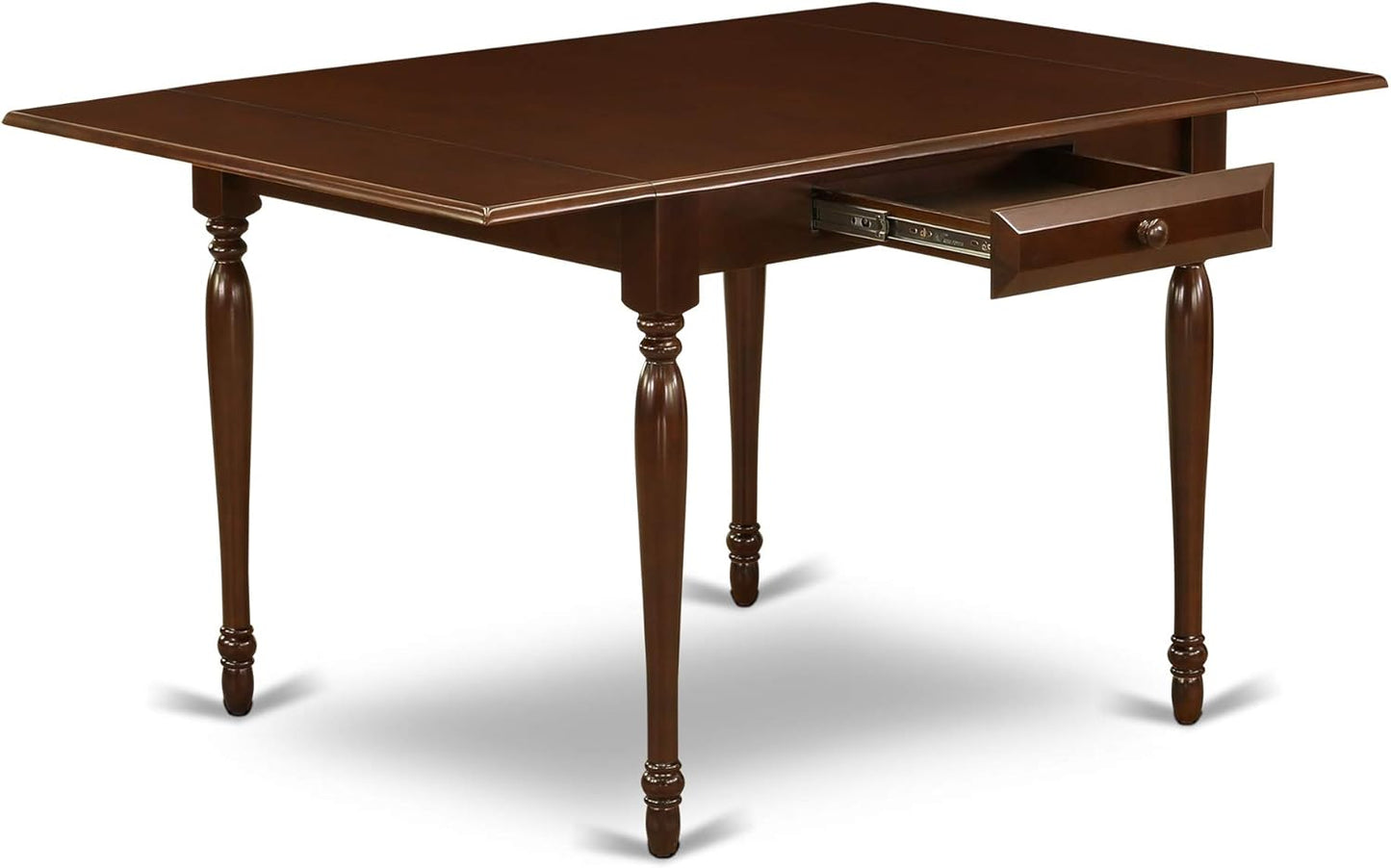 East West Furniture MZGR5-MAH-W 5 Piece Modern Dining Table Set Includes a Rectangle Wooden Table with Dropleaf and 4 Dining Room Chairs, 36x54 Inch, Mahogany