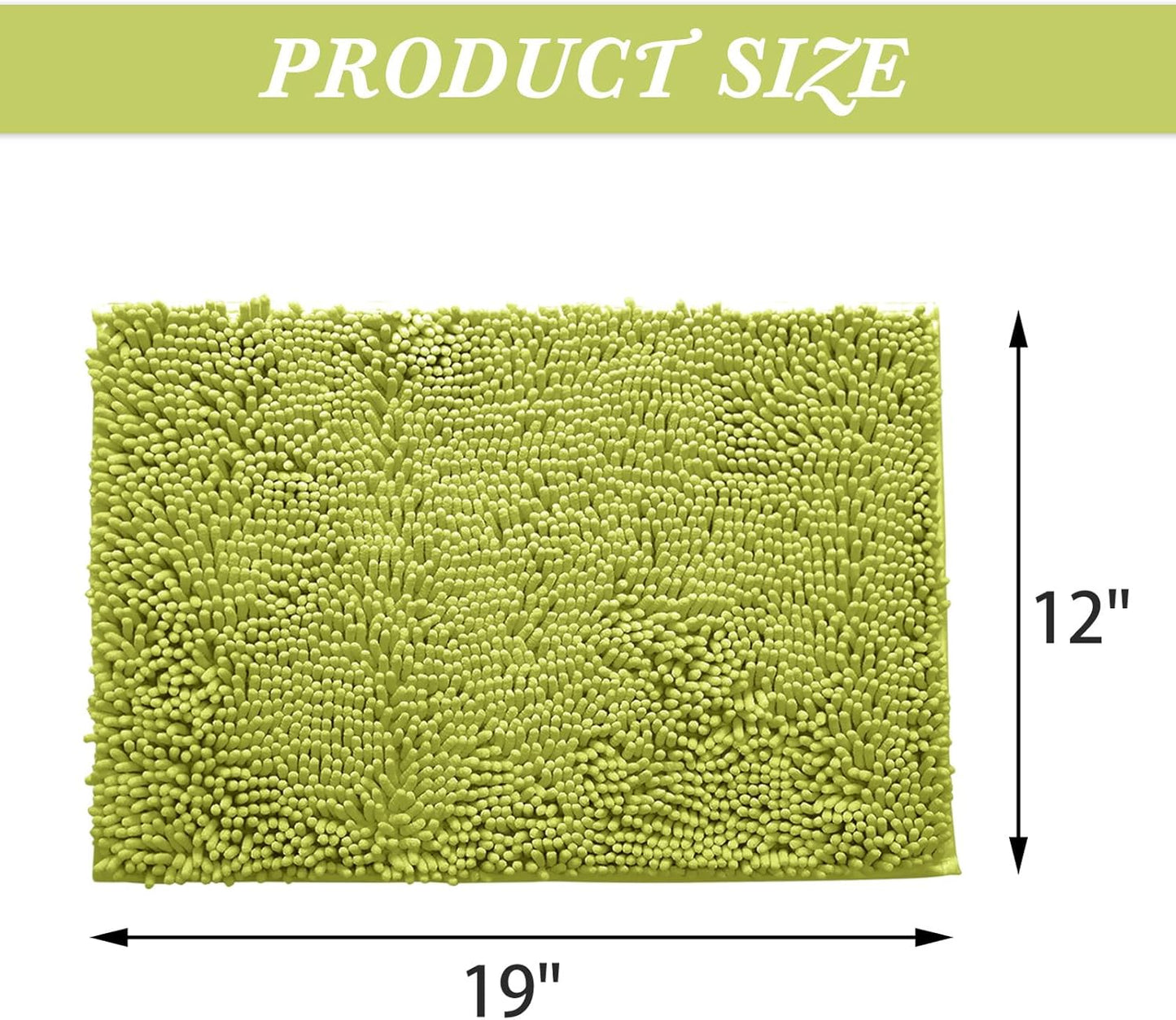 Non-Slip Bath Rug,Extra Soft Microfiber Bedroom Shag Carpet with Anti-Slip Backing,Water/Dust Absorbent Fast Dry Shower Mat,Sound Insulated Stairs Pad,Machine Washable (Lime Green,12 x 19 Inches)