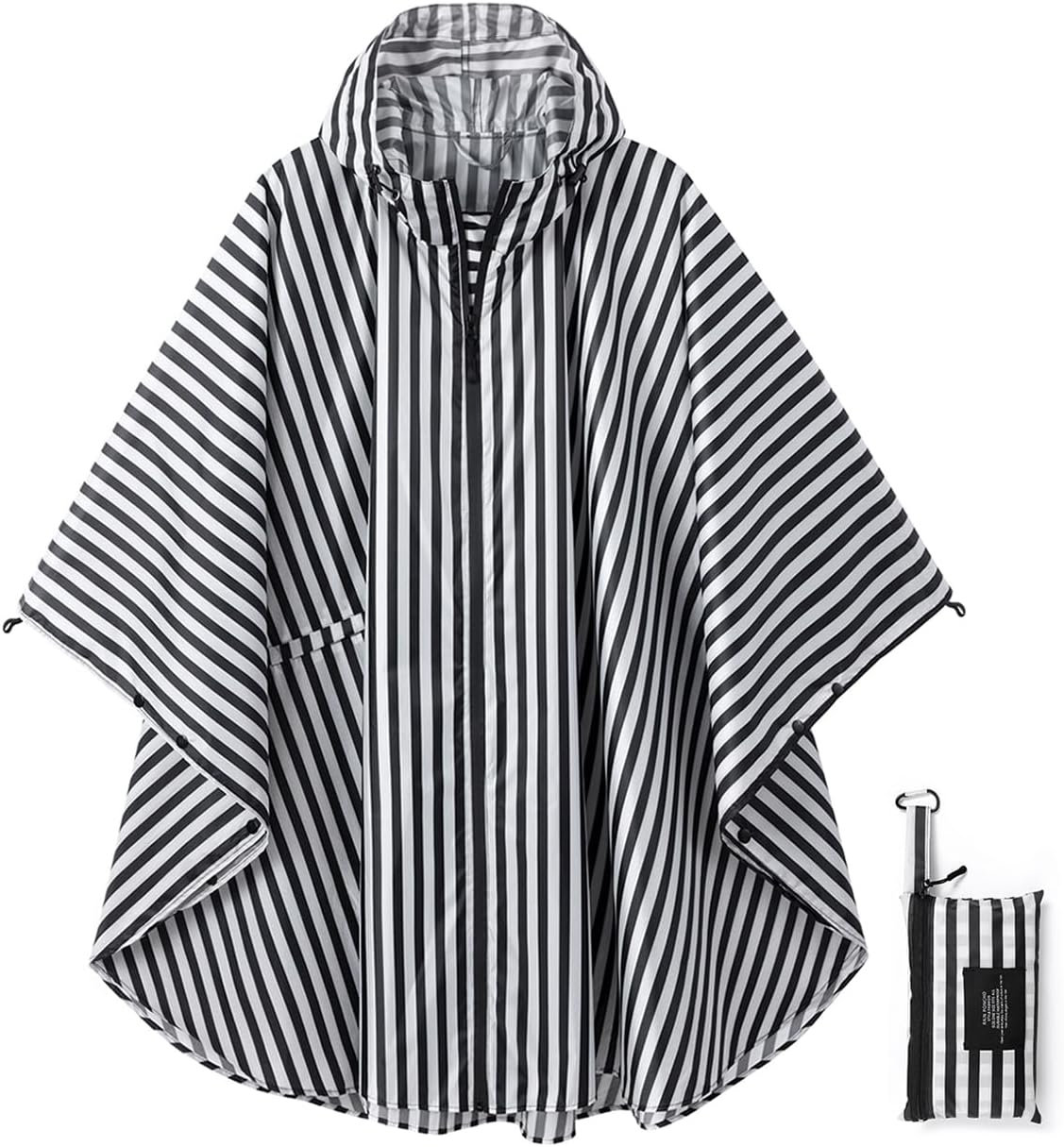 Rain Poncho Jacket Coat Hooded Zipper Style for Women/Men/Adult with Pocket