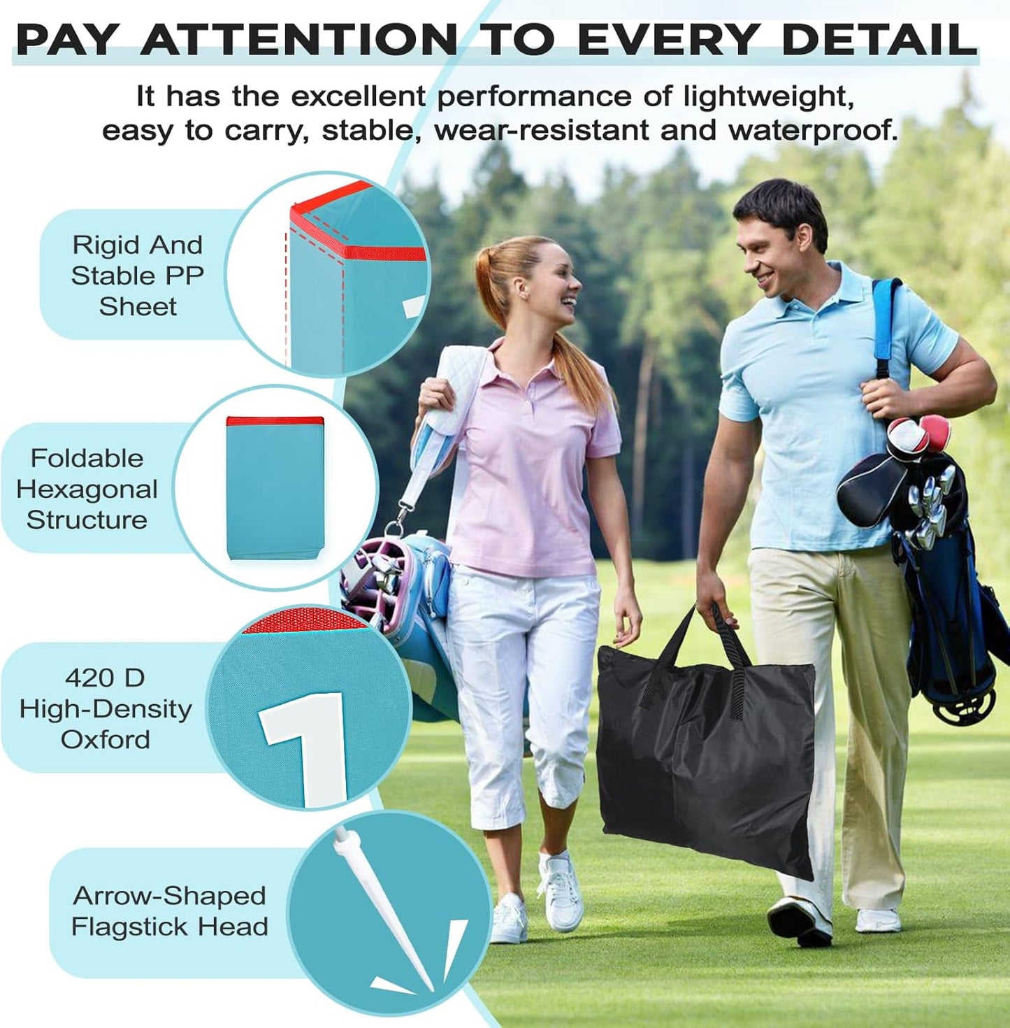 Golf Bucket Yard Game, Backyard Golf Set for Kids, Adults and Family, Outdoor and Indoor Portable 6 Holes Golf Course with Balls, Flags and Carry Bag for Lawn, Park, Beach and Hotel - Blue