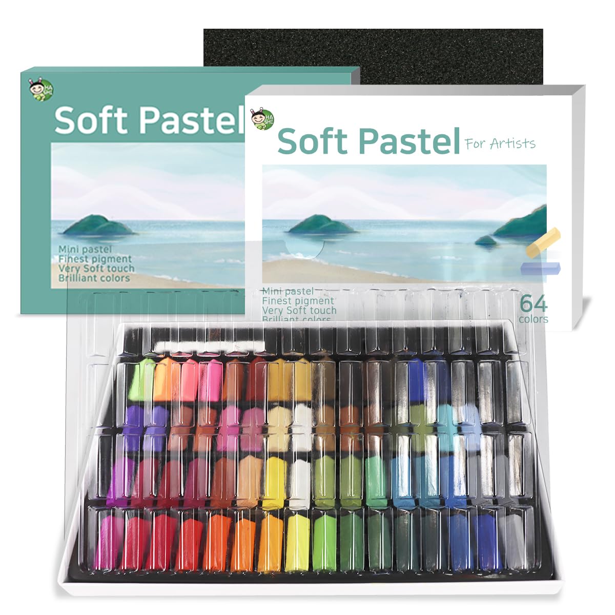 HA SHI Soft Chalk Pastels, 64 colors with additional 2pcs, Non Toxic Art Supplies, Drawing Media for Artist Stick Pastel for Professional, Beauty Nail Art, Pan Chalk Pastels