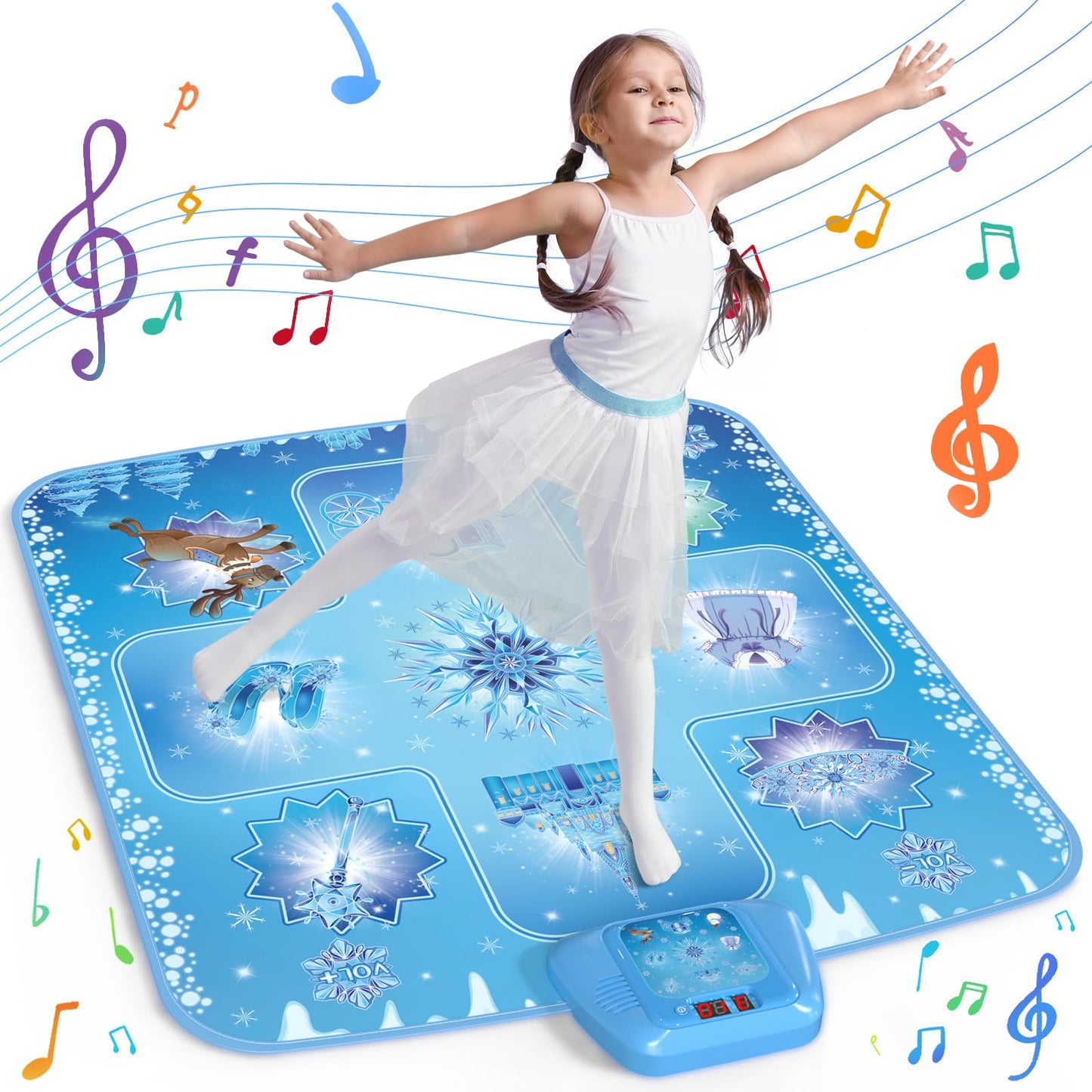 GirlsHome Dance Mat - Frozen Toys for Girls Rhythm Step Play Mat, Electronic Dance Pad with 5 Game Modes, Built-in Music, Touch Sensitive Light Up LED, 2026 New CPF Birthday Gift for Kids Girls 3-12