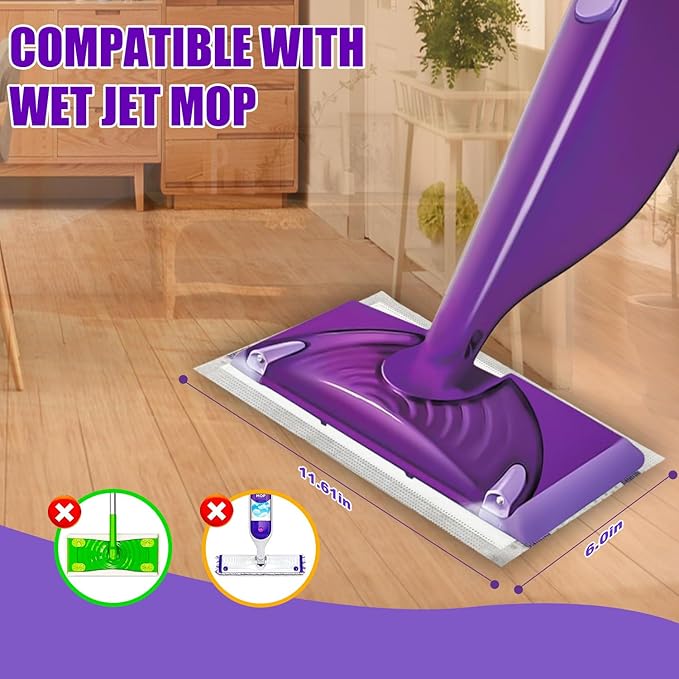 30 Pack Wet Jet Pads for Swiffer Wet Jet Mop - Wet Jet Refills for Multi-Surface Hardwood Floor Cleaning, 4 Layers Thickened Durable | Heavy-Duty Absorbent | Sticky