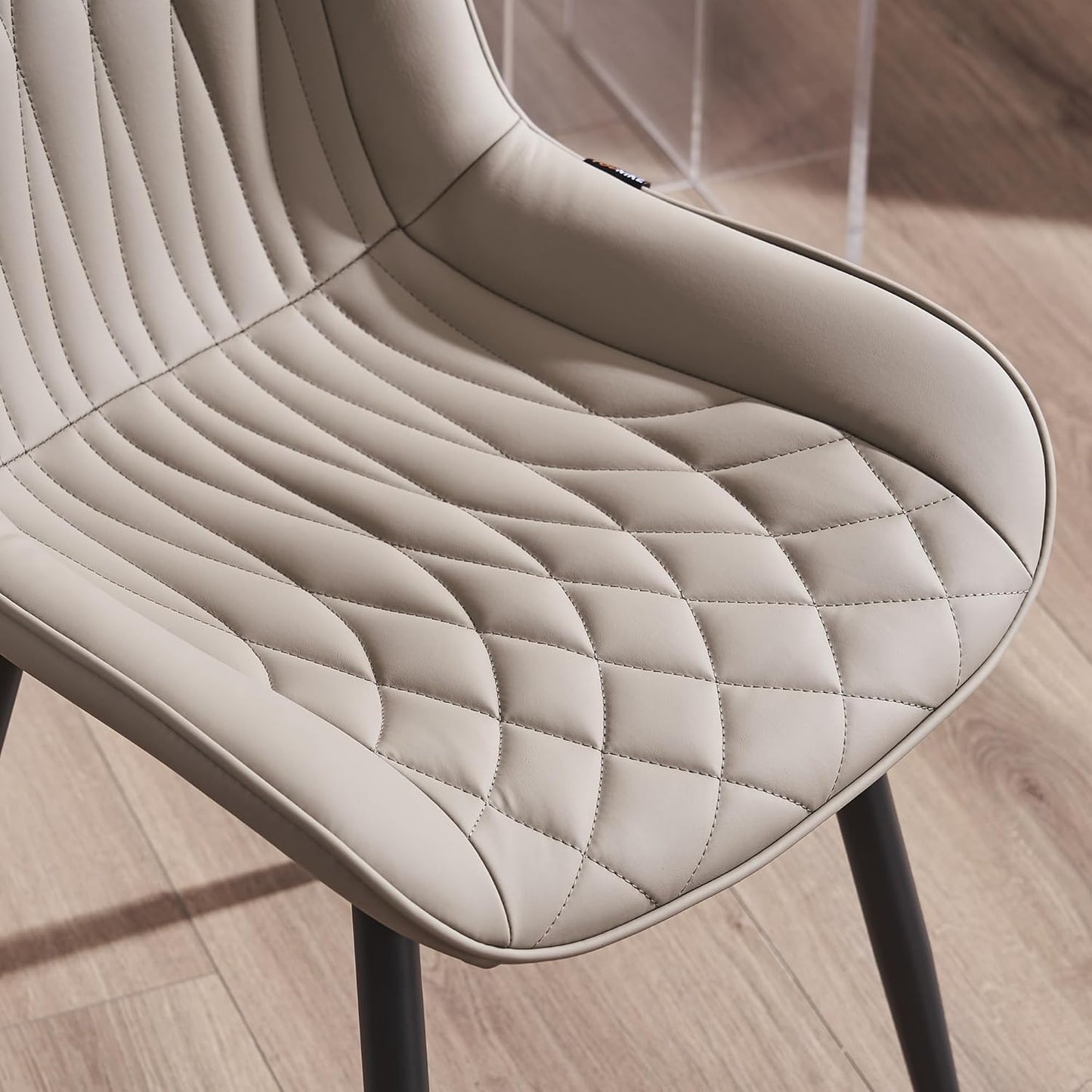 YOUNIKE Khaki Dining Chairs Set of 2 with High Backs Mid Century Modern Kitchen Dining Room Chairs Leather Upholstered Comfortable Wide Accent Side Chair for Living Waiting Guest Room Bedroom