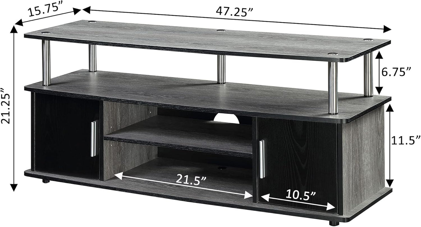 Convenience Concepts Designs2Go Monterey Stand Family Entertainment Center with Storage Cabinets and Shelves, Modern TV Console for Living Room, Office, 47.25", Gray, Black
