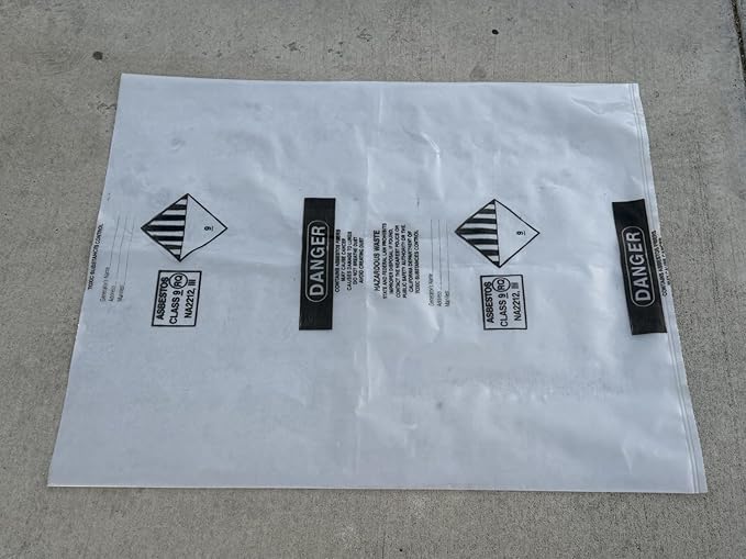 Asbestos Disposal Bags – 33" x 50" Clear Polyethylene, 6 Mil, Made in USA - Sandbaggy (10)