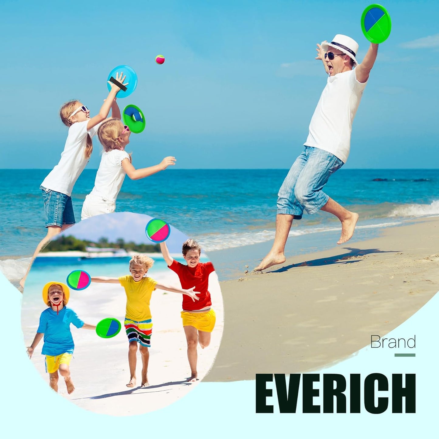 EVERICH Upgraded Toss and Catch Ball Game Set, Outdoor Games for Kids Toys, Stocking Stuffers for Family Games, Beach Pool Yard Outside Toys for Boys Girls 3 4 5 6 7 8-12 Years Old
