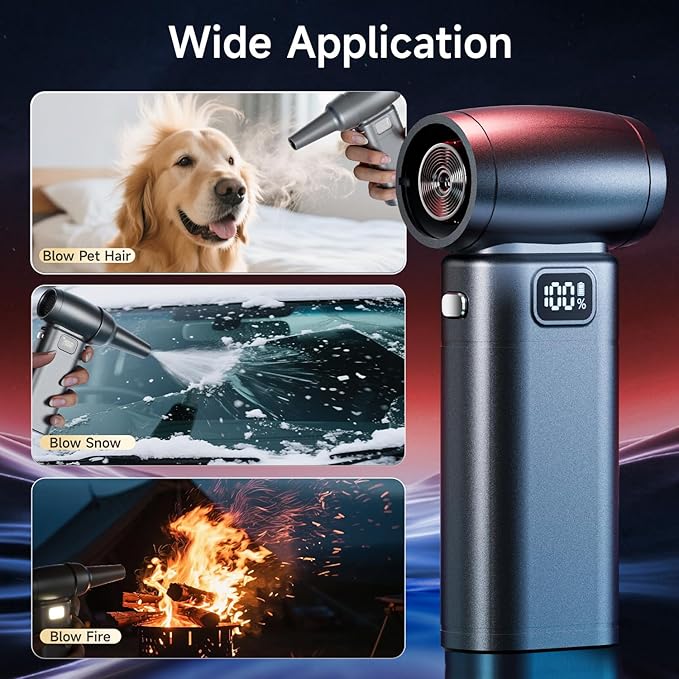 Compressed Air Duster，6 Gear Adjustable 300000RPM Cordless Electric Air Duster with LED Light and Screen,10000mAh Rechargeable Cordless Air Blower with Brushless Motor，Replaces Compressed Air Cans
