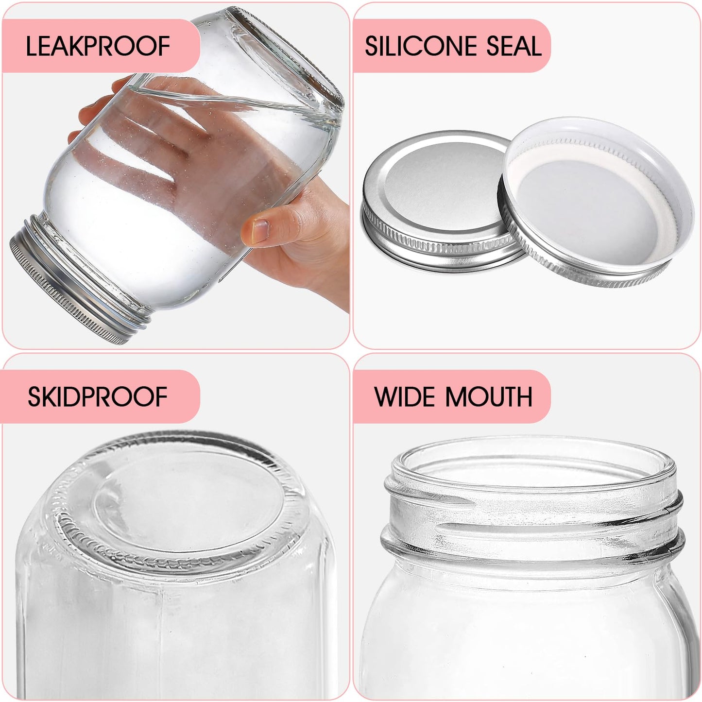 32oz Regular Mouth Mason Jars 2-Pack with Airtight Lids, Glass Canning Jars for Meal Prep, Overnight Oats, Jam & Food Storage, BPA-Free Clear Glass Jars for Canning, Fermenting & DIY Crafts