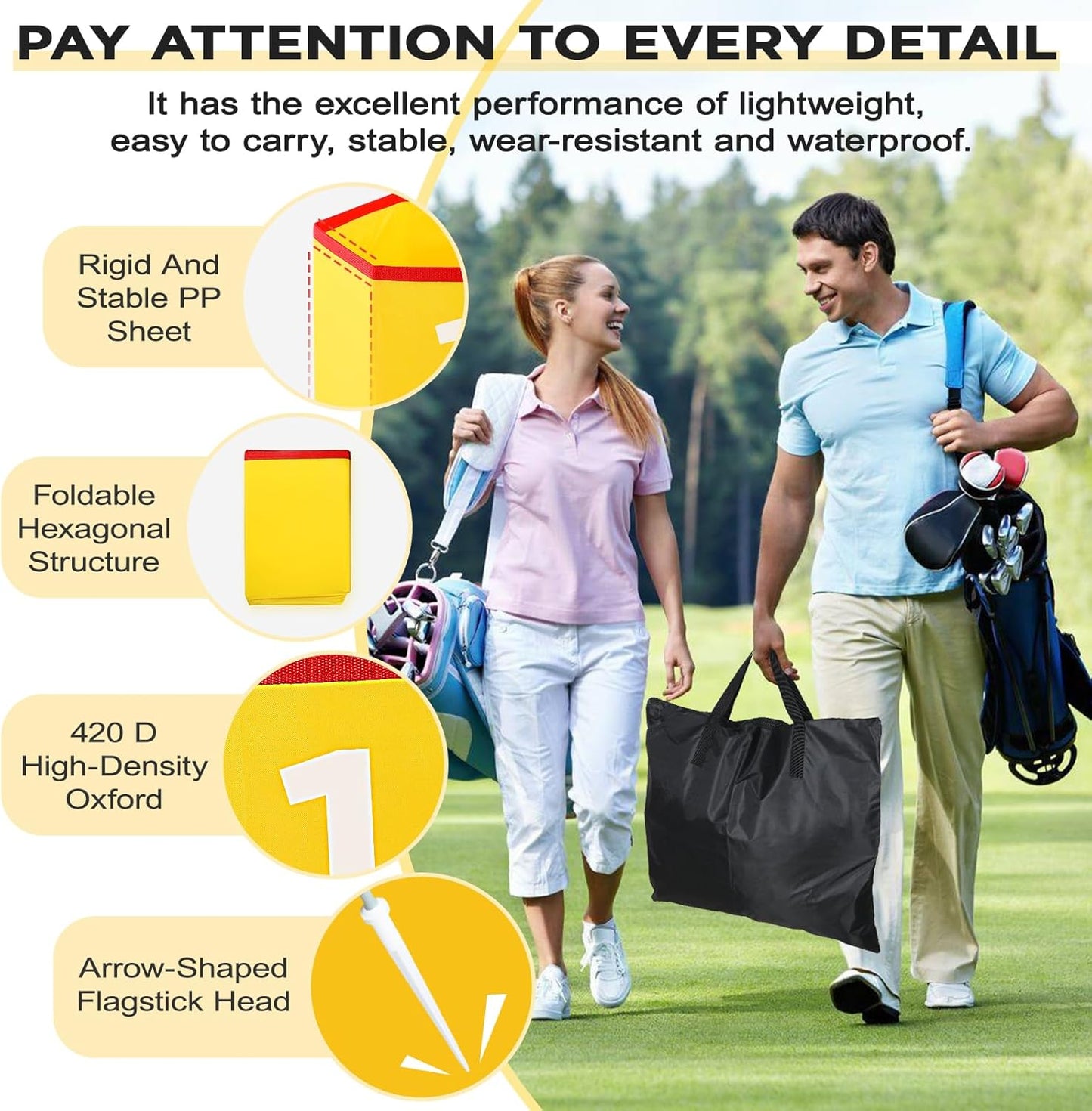 Backyard Golf Set for Kids, Adults and Family, Portable 9 Holes Golf Course with Balls, Flags and Carry Bag for Lawn, Park, Beach and Hotel - Yellow