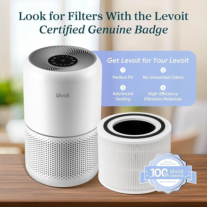 LEVOIT Air Purifier for Home Allergies Pets in Bedroom, Covers Up to 1073 ft² by 56W High Torque Motor, AHAM VERIFIDE, 3-in-1 Filter, HEPA Sleep Mode, Remove Dust Smoke Odor, Core300-P, White, 2 Pack