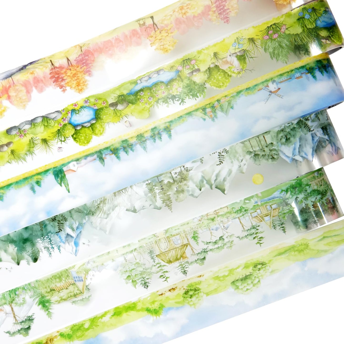 Fairy Tale Countryside PET Tape Set, 6 Rolls Nature-Inspired Stickers for Scrapbooking, Journaling, DIY Crafts, and Art Supplies