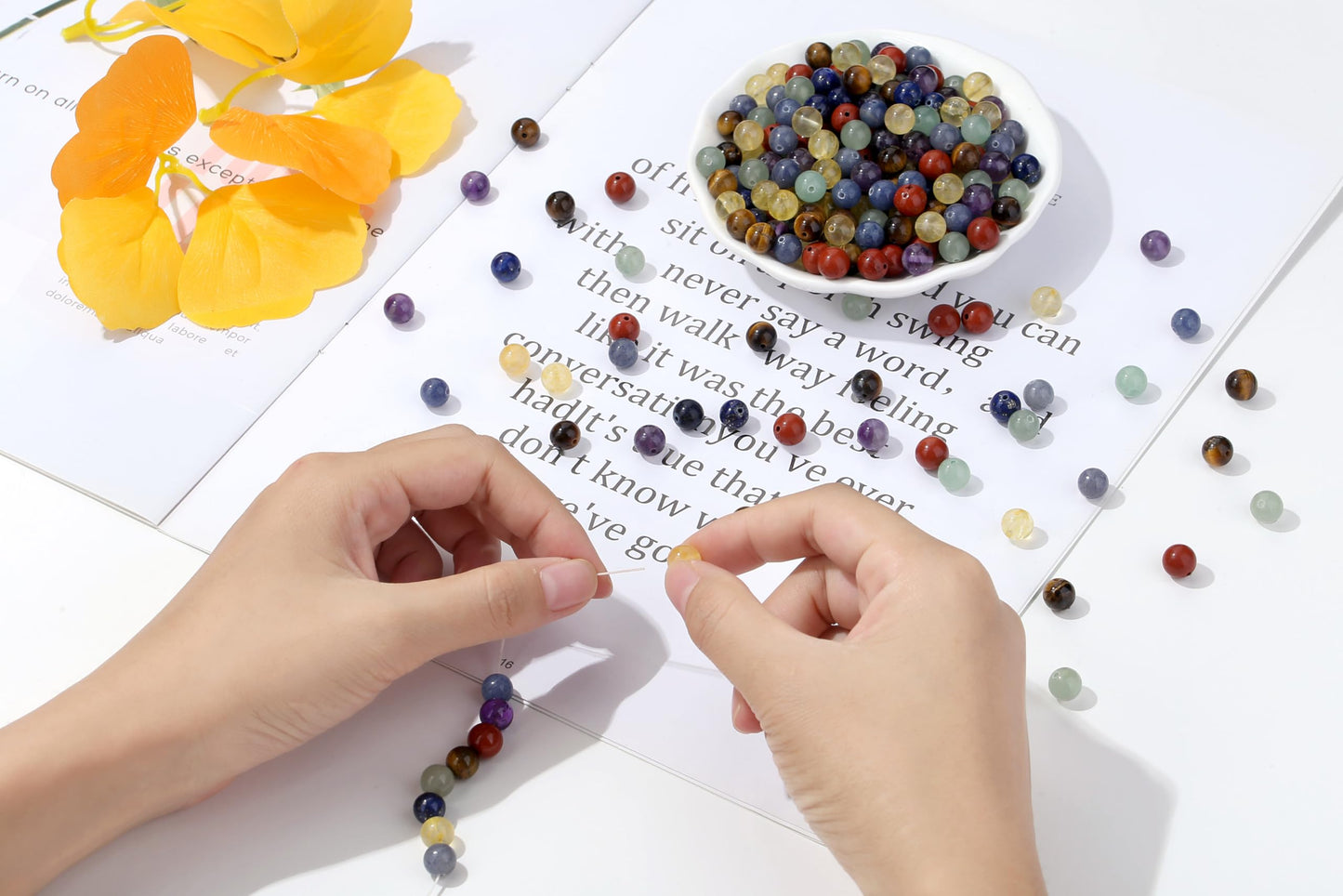 XIANNVXI 7 Chakras Beads 8mm Multicolor Crystal Beads 105PCS Natural Stone Beads Round Loose Gemstone Beads for Bracelet Stone Beads for Jewelry Making
