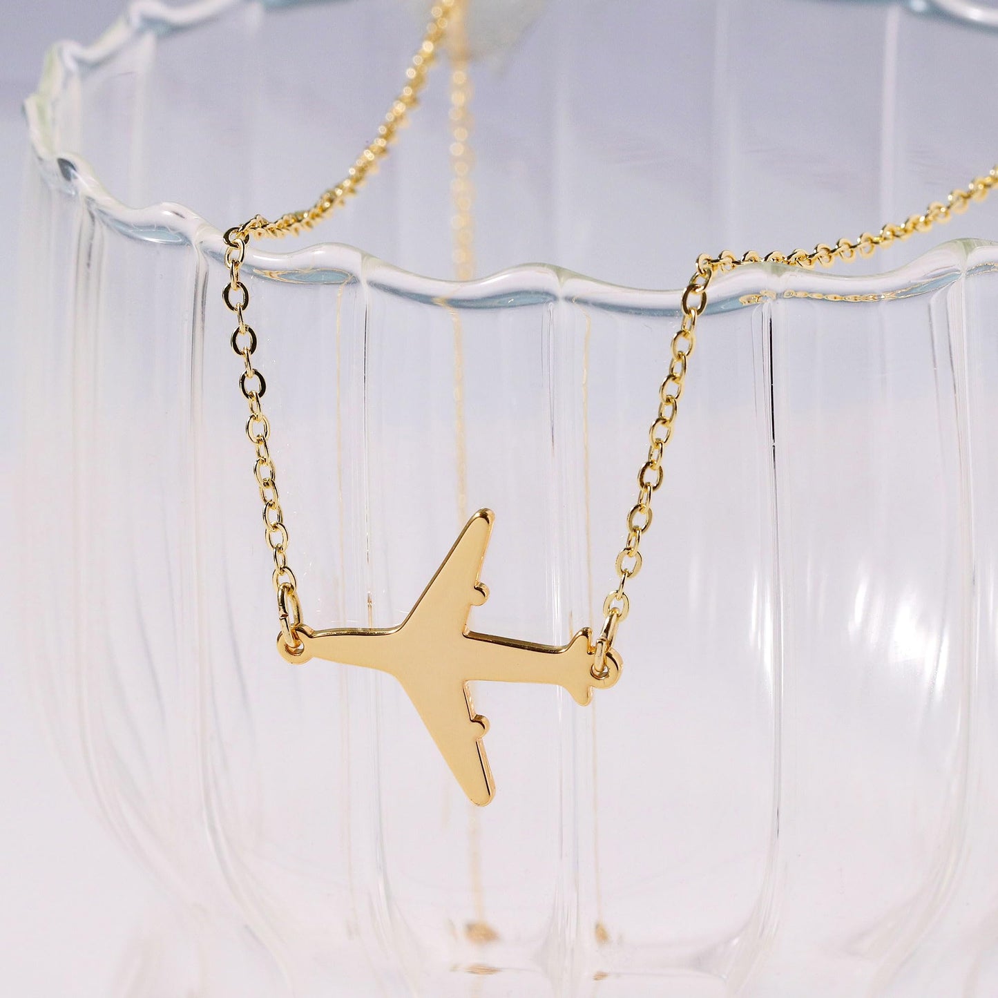 GUOKE Gold Airplane Necklace - Dainty Gold Necklace 14K Gold Plated Necklace Plane Necklace Gold Necklaces Jewelry